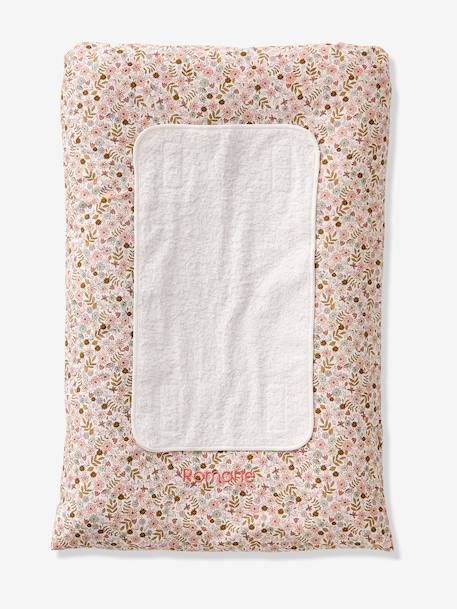 Matelas à langer + 2 tapis de change personnalisable FLORA blanc imprimé - vertbaudet enfant 