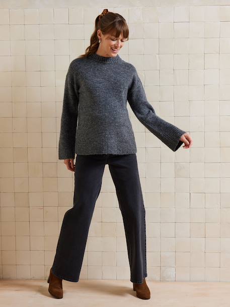 Pull col rond grossesse maille jersey avec laine anthracite+fuchsia - vertbaudet enfant 