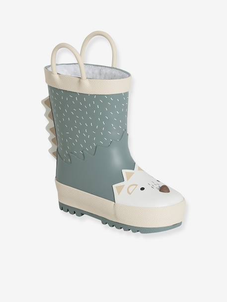 Bottes de pluie bébé détails ludiques bleu clair+marine+rayé marine+vert imprimé - vertbaudet enfant 