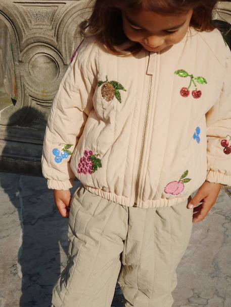 Blouson matelassé motifs en sequins Juno Konges Sløjd lilas+rose+rose nude - vertbaudet enfant 