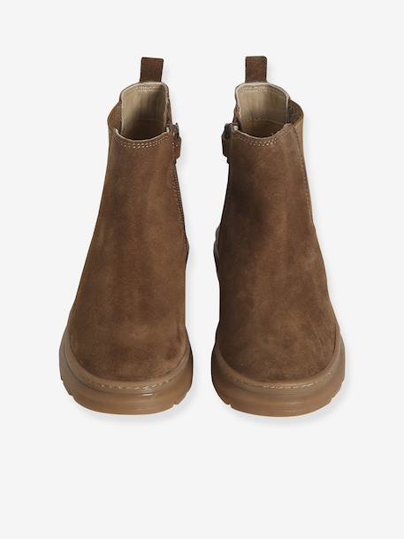 Boots enfant fille cuir élastiquées et zippées camel - vertbaudet enfant 