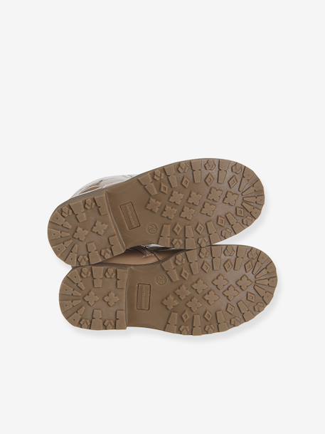 Bottines enfant fille zippées et lacets élastiqués rose nude - vertbaudet enfant 