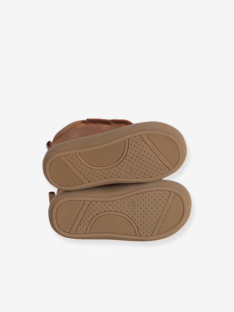 Babyslofjes van zacht leer met antislip blauw+bruin+chocoladebruin+felblauw+groen+jeansblauw+karamel+okergeel+saliegroen+veel bruin+zandbeige - vertbaudet enfant 