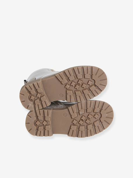 Bottines enfant fille synthétique lacées et zippées or - vertbaudet enfant 