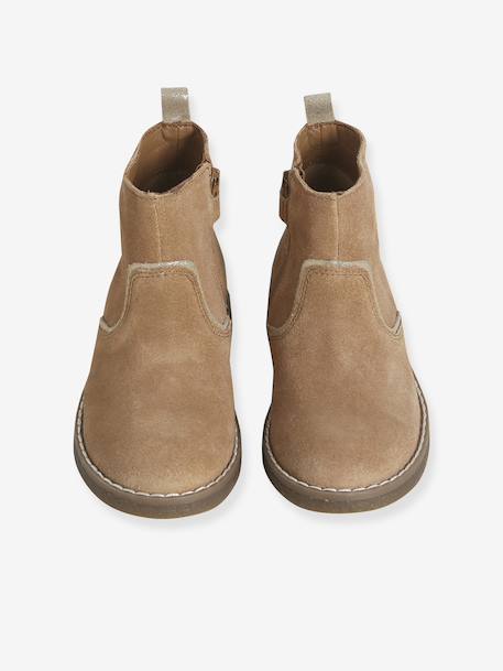 Leren boots voor meisjes en hartjes uit de VERTBAUDET kleutercollectie kameel - vertbaudet enfant 