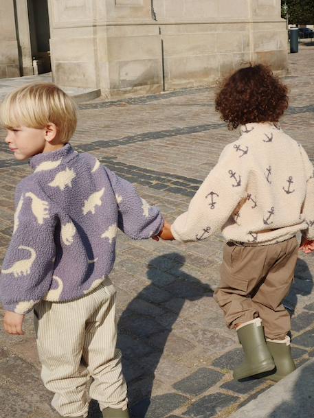 Teddy jas met rits van fleece voor kinderen Jody KONGES SLOJD beige+meerkleurig+wit - vertbaudet enfant 