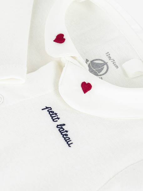 Body baby met geborduurde kraag PETIT BATEAU rood - vertbaudet enfant 