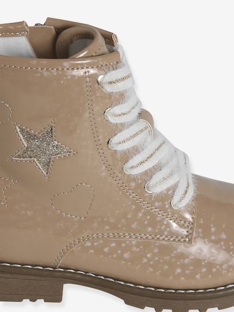 Bottines enfant fille zippées et lacets élastiqués rose nude - vertbaudet enfant 