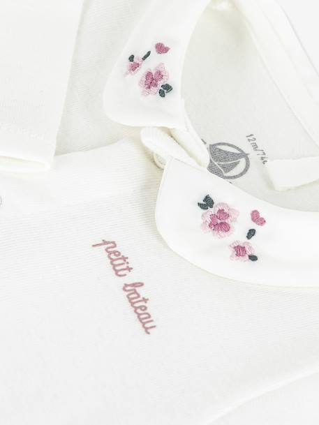 Body bébé à col brodé en côtes blanc - vertbaudet enfant 