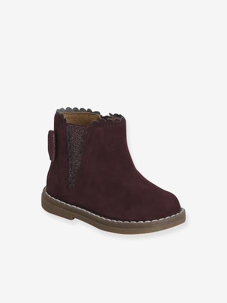 Boots bébé fille cuir zippées beige imprimé+bordeaux+CAMEL+marine+noir - vertbaudet enfant 