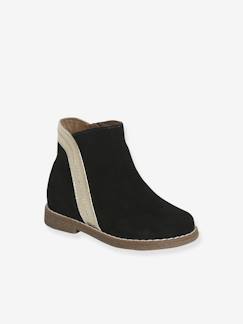 Chaussures-Chaussures bébé 17-26-Marche fille 19-26-Boots bébé fille cuir zippées