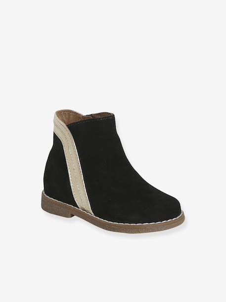 Boots bébé fille cuir zippées noir+or - vertbaudet enfant 