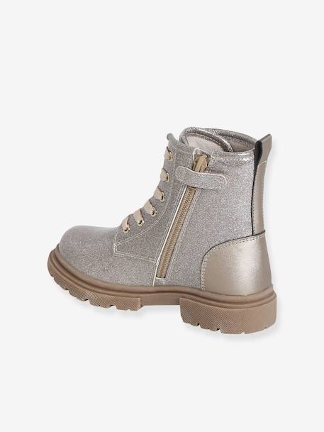 Geveterde en geritste hoge schonen voor kinderen, kleuterschoolcollectie goud - vertbaudet enfant 