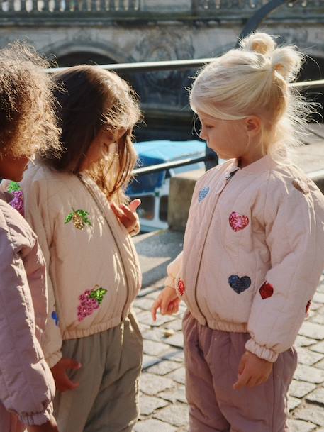 Blouson matelassé motifs en sequins Juno Konges Sløjd lilas+rose+rose nude - vertbaudet enfant 