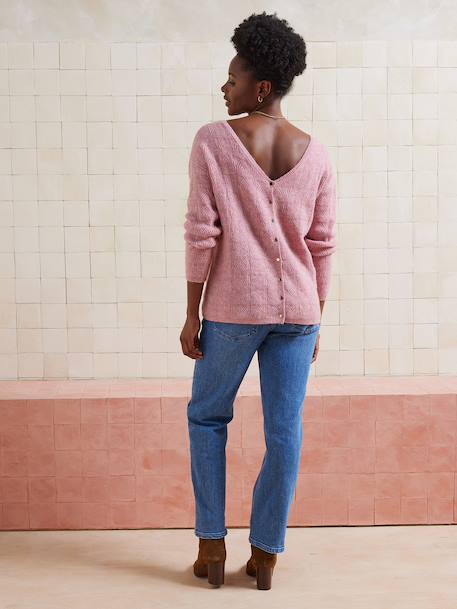 Pull réversible devant/dos grossesse et allaitement Bleu lavance+vieux rose - vertbaudet enfant 