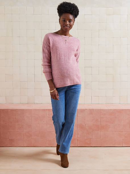 Pull réversible devant/dos grossesse et allaitement Bleu lavance+vieux rose - vertbaudet enfant 