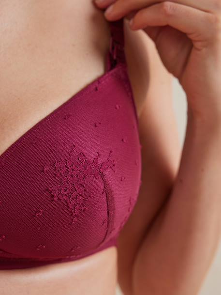 Lot 2 soutiens-gorge dentelle brodée grossesse et allaitement bordeaux - vertbaudet enfant 