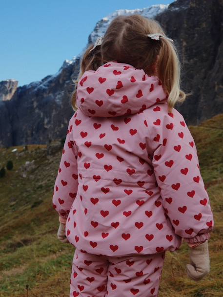 Veste coupe-vent imperméable motifs coeurs Mismou gris+rose - vertbaudet enfant 