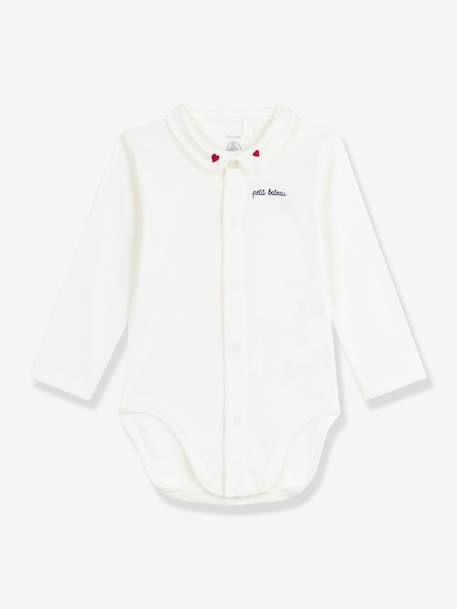 Body baby met geborduurde kraag PETIT BATEAU rood - vertbaudet enfant 