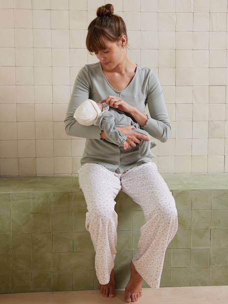 Ensemble 2 pièces pyjama personnalisable Before and After vert sauge - vertbaudet enfant 