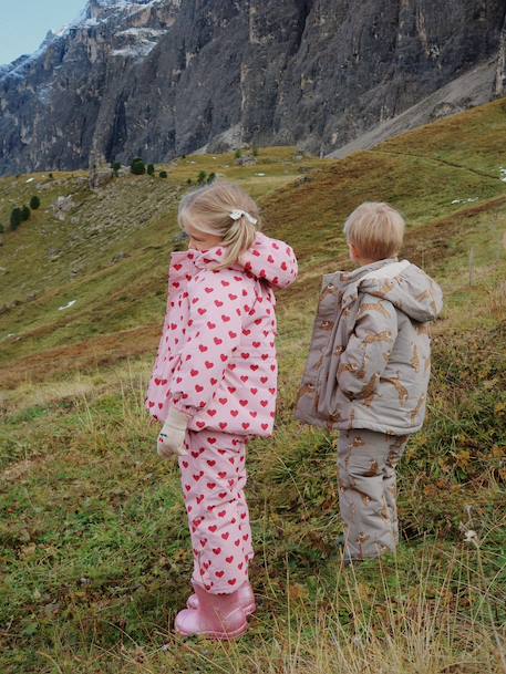 Veste coupe-vent imperméable motifs coeurs Mismou gris+rose - vertbaudet enfant 