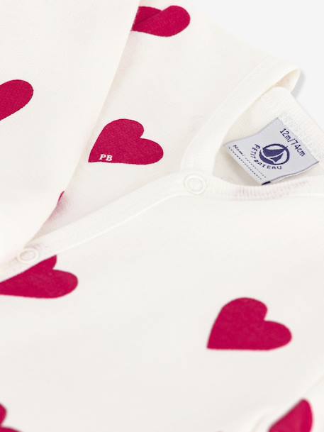 Pyjama bébé mixte en molleton imprimé coeurs blanc - vertbaudet enfant 