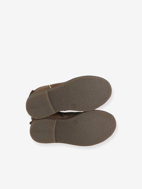 Boots enfant fille cuir zippées camel+marine+noir imprimé - vertbaudet enfant 