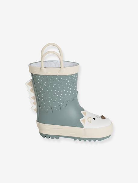 Bottes de pluie bébé détails ludiques bleu clair+marine+rayé marine+vert imprimé - vertbaudet enfant 