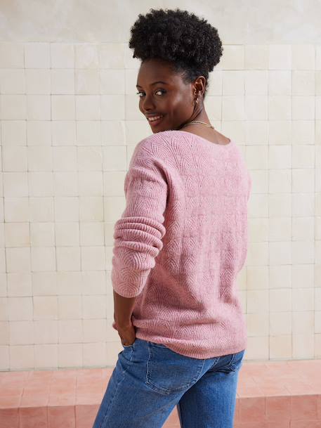 Pull réversible devant/dos grossesse et allaitement Bleu lavance+vieux rose - vertbaudet enfant 