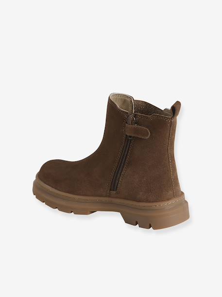 Boots enfant fille cuir élastiquées et zippées camel - vertbaudet enfant 