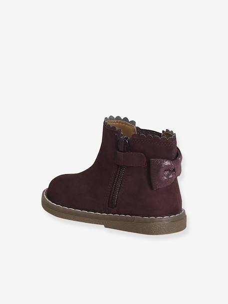 Boots bébé fille cuir zippées beige imprimé+bordeaux+CAMEL+marine+noir - vertbaudet enfant 
