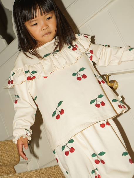 Blouse à volants fille détails glitter beige - vertbaudet enfant 