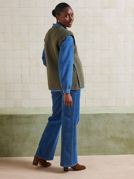 Pull sans manches côtes perlées de grossesse kaki - vertbaudet enfant 