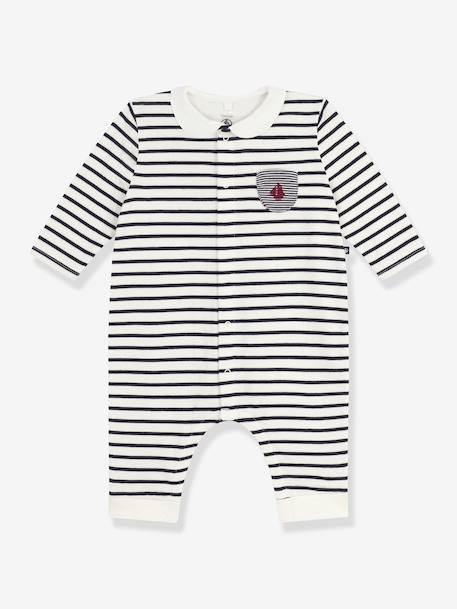 Bébé-Combinaison longue à col bébé en coton rayure marinière