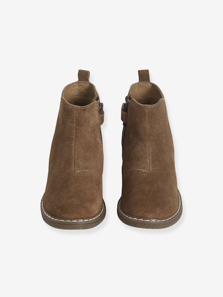 Boots enfant fille cuir zippées camel+marine+noir imprimé - vertbaudet enfant 