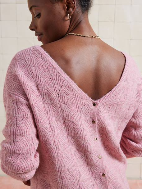 Pull réversible devant/dos grossesse et allaitement Bleu lavance+vieux rose - vertbaudet enfant 