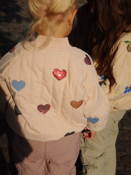 Blouson matelassé motifs en sequins Juno Konges Sløjd lilas+rose+rose nude - vertbaudet enfant 