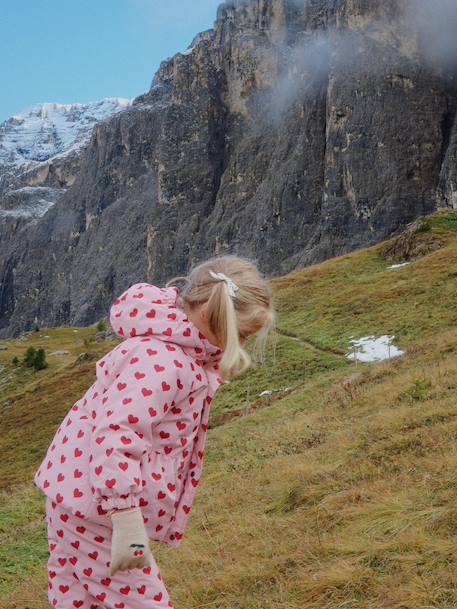 Veste coupe-vent imperméable motifs coeurs Mismou gris+rose - vertbaudet enfant 