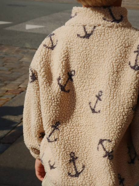 Veste teddy Jody zippée en polaire enfant beige+blanc+multicolore - vertbaudet enfant 