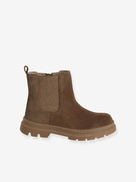 Boots enfant fille cuir élastiquées et zippées camel - vertbaudet enfant 