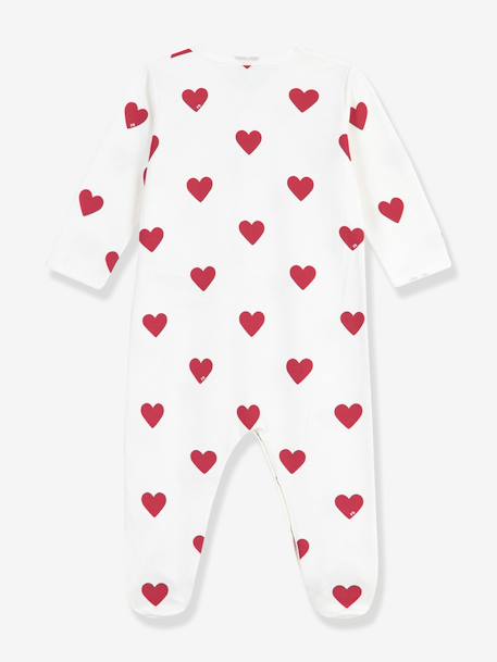 Pyjama bébé mixte en molleton imprimé coeurs blanc - vertbaudet enfant 