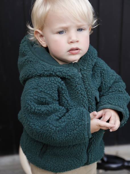 Blouson bébé en sherpa vert sapin - vertbaudet enfant 