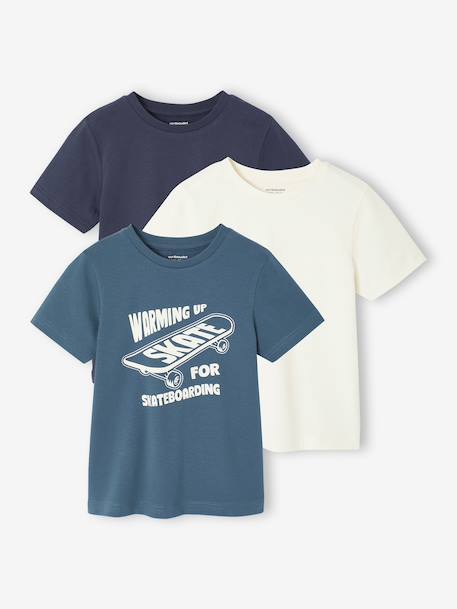 Lot 3 tee-shirts manches courtes garçon bleu+vert - vertbaudet enfant 