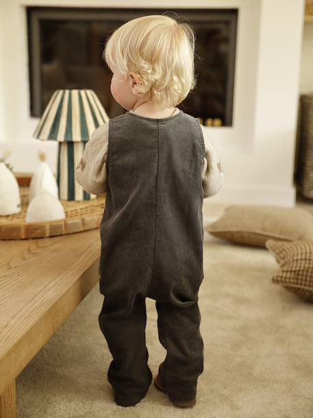 Combinaison bébé en velours côtelé anthracite - vertbaudet enfant 