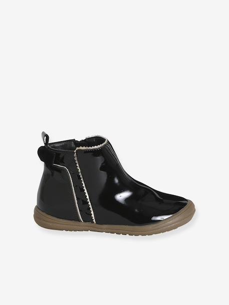 Bottines enfant fille synthétique zippées marron+noir - vertbaudet enfant 
