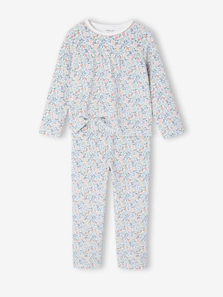 Lot de 2 pyjamas fille velours fleurs écru - vertbaudet enfant 
