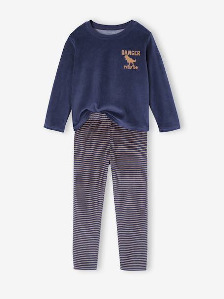 Set van 2 jongenspyjama's fluweel/velours Dino karamel - vertbaudet enfant 