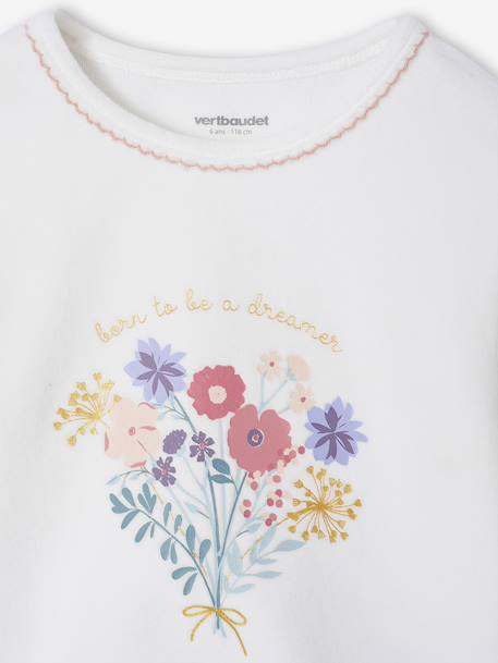 Lot de 2 pyjamas fille velours fleurs écru - vertbaudet enfant 