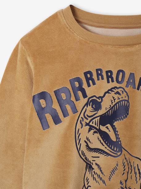 Set van 2 jongenspyjama's fluweel/velours Dino karamel - vertbaudet enfant 