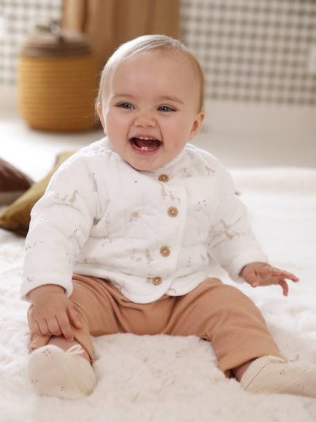 Babypakje jas gewatteerd in fluweel / velours + knuffels ecru - vertbaudet enfant 